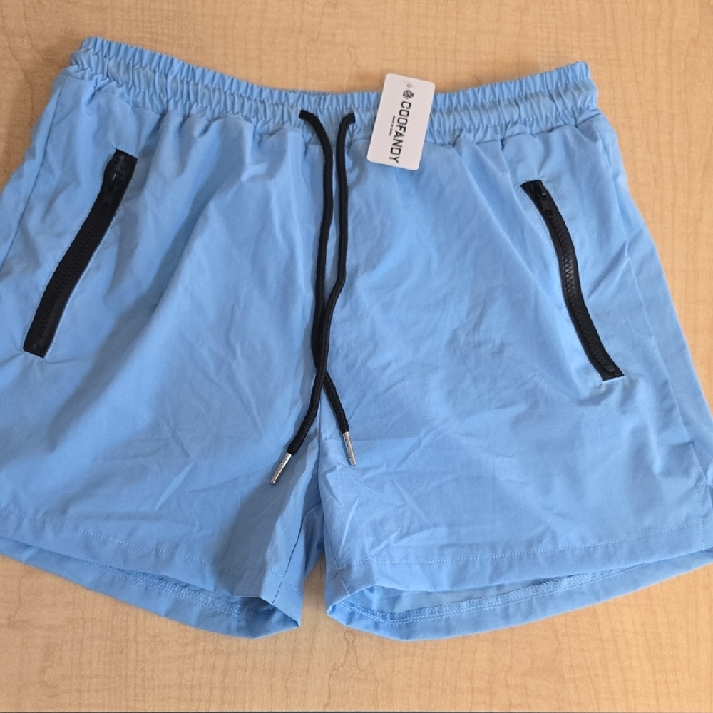 Blue Quick-Dry Swim Trunks with Elastic Waistband